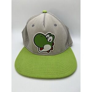 SUPER MARIO "Yoshi" Face Snapback Hat OSFM Light Green Nintendo Adjustable